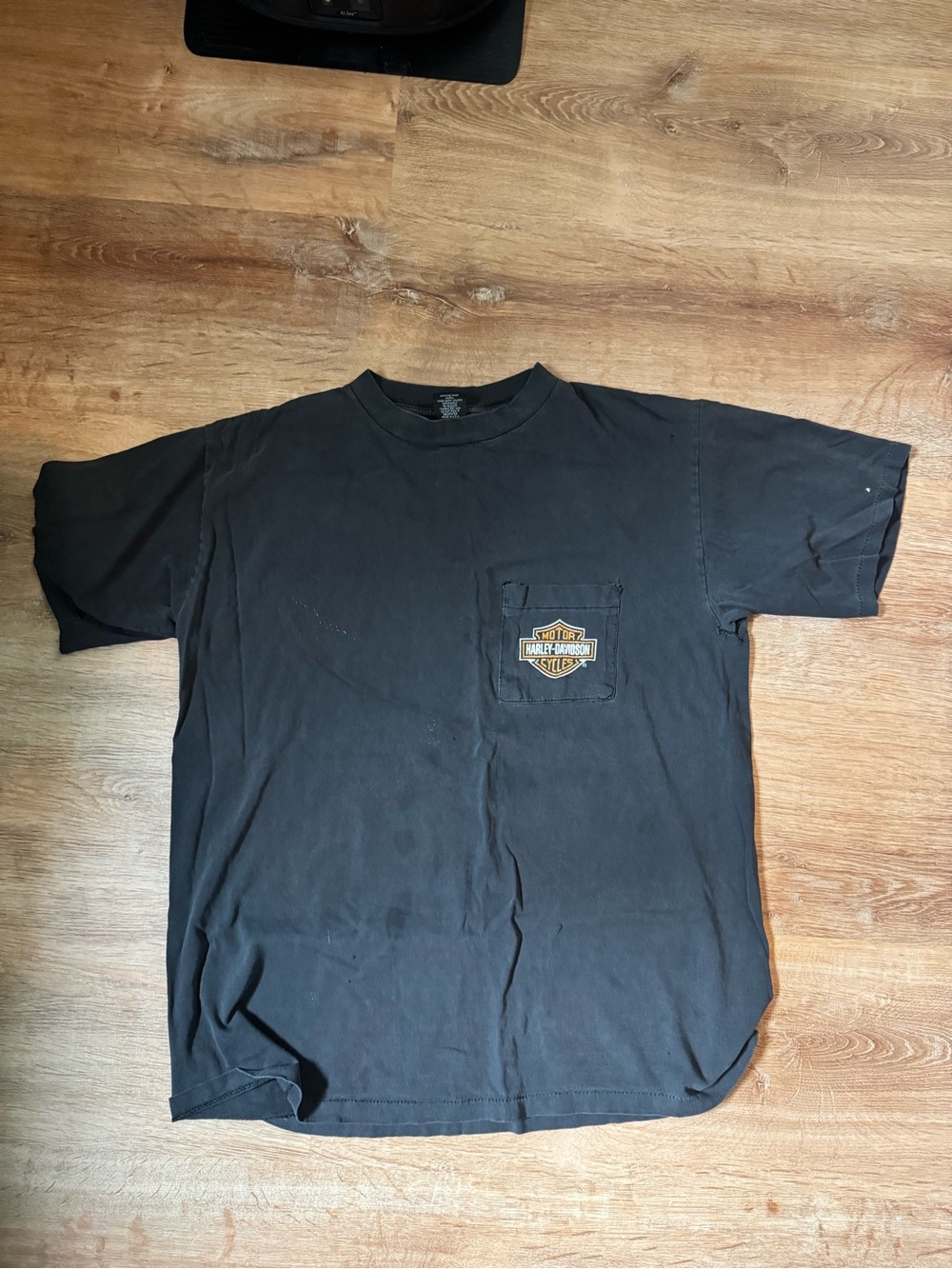 Harley-Davidson Black Short Sleeve Pocket Tee with Orange Logo